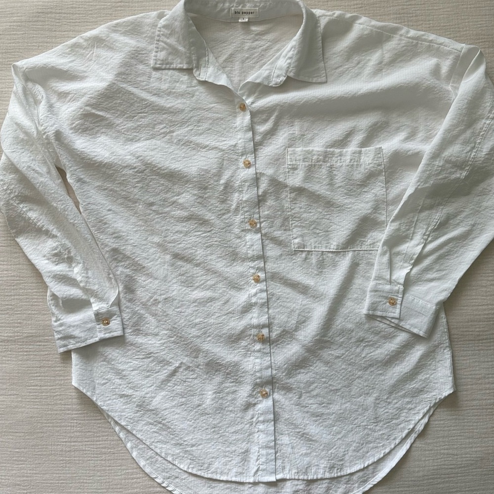 Blu Pepper White Button Down Collared Shirt Blous… - image 6